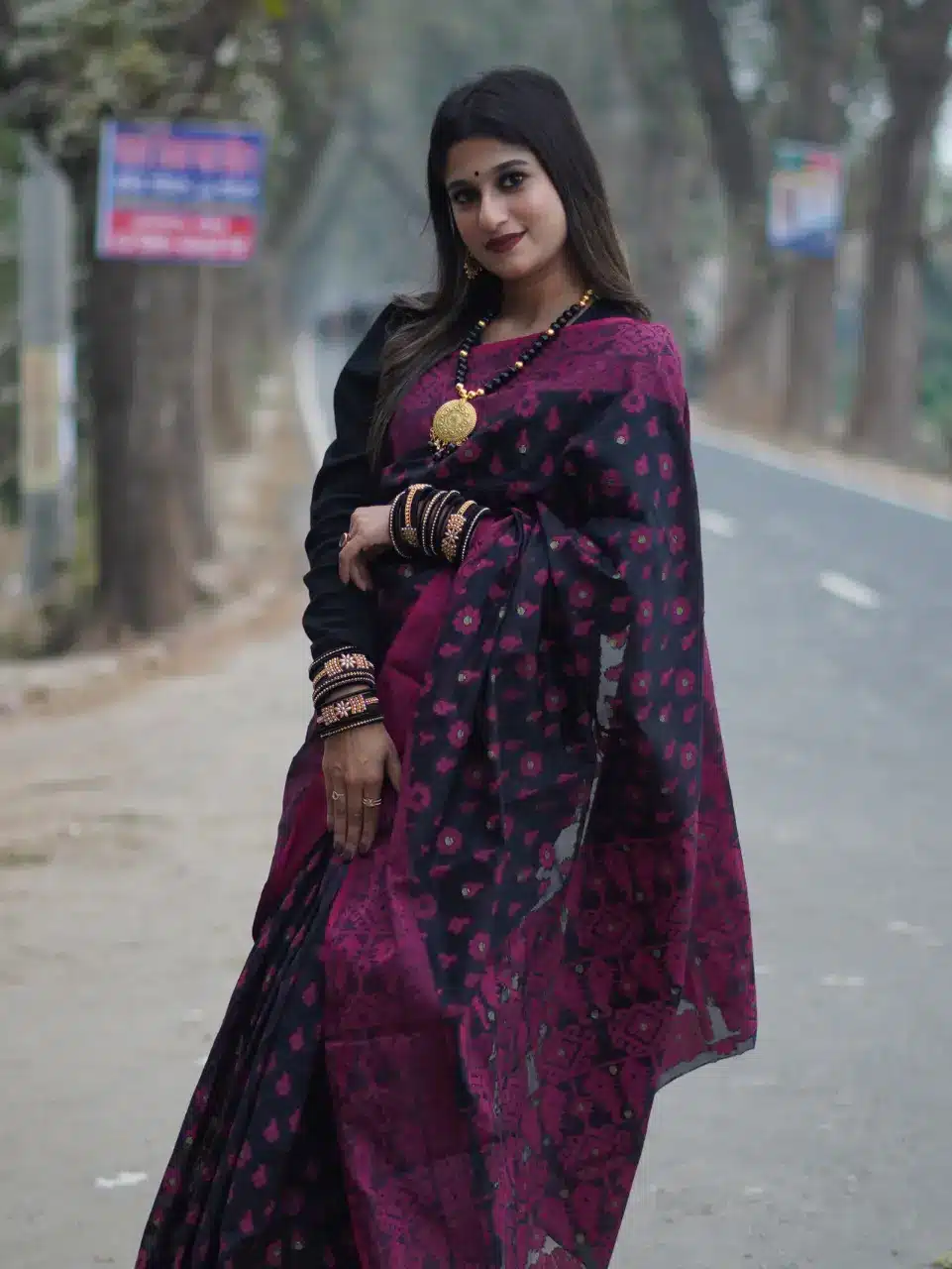 Premium Jamdani Nakful Design (Black)